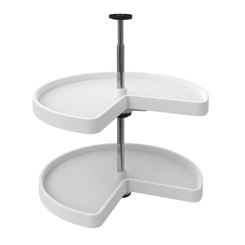 Rev-A-Shelf Lazy Susan Kidney Polymer 2-Shelf, White, 24.0" W x 14.31" D