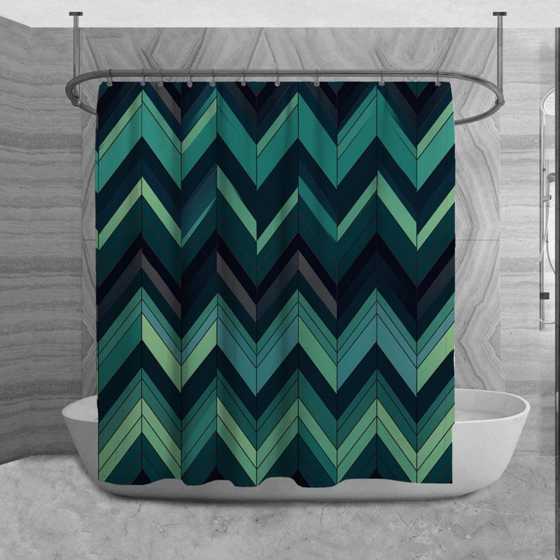 Chevron Shower Curtain Modern Bathroom Decor Blue, L 70 po x H 84 po