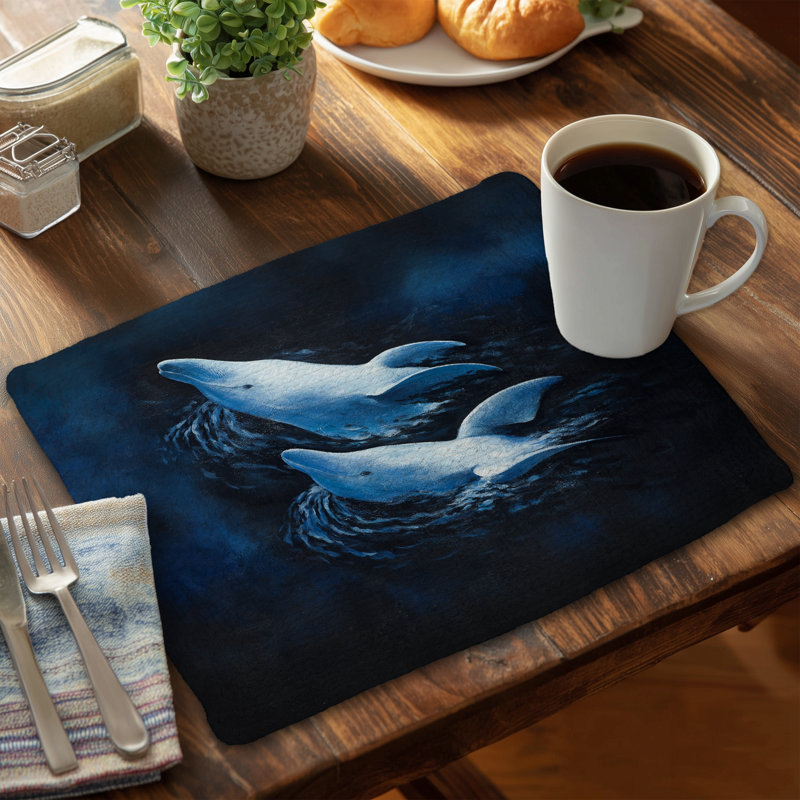 Blue Braided Placemat - Two Dolphins Design | Home Decor