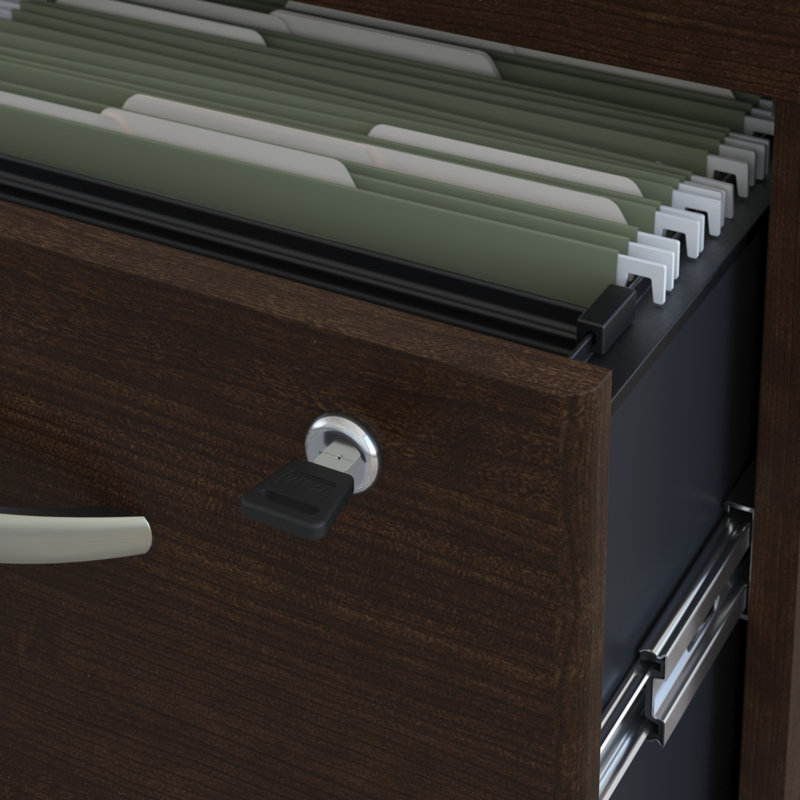 Bureau avec classeur mobile Bush, Cerise mocha