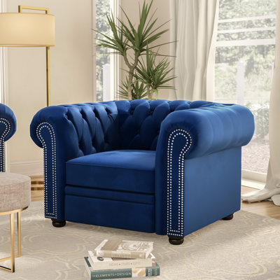 Fauteuil en velours capitonné de 121,92 cm de largeur Odum