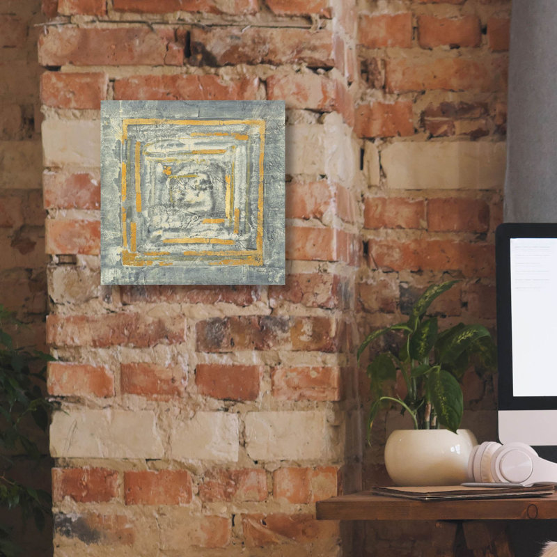 «Gold Tapisserie I Gold And White» par Albena Hristova, art mural sur toile, H 12 po x l 12 po x P 0,75 po