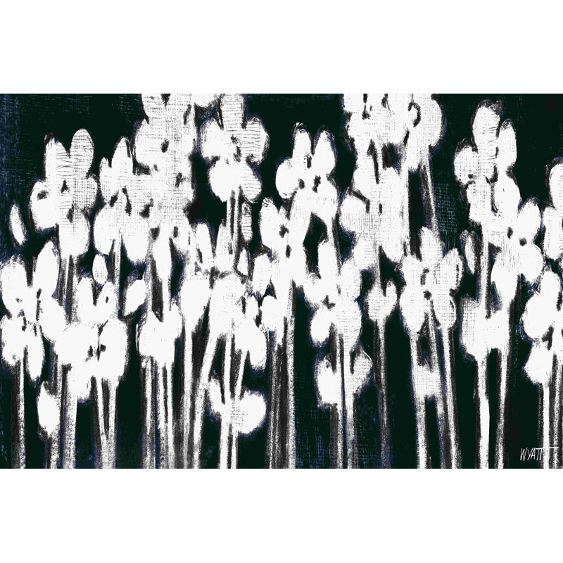 Fleurs blanches sur fond noir II, H 20 po x l 30 po