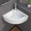13 po x 13 po x 5 po Lavabo de salle de bain d'angle mural en céramique dans un récipient blanc suspendu avec trop-plein