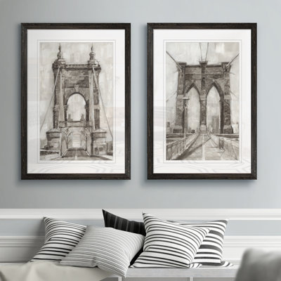 «Bridge Crossing I», ensemble de 2 reproductions d'art encadrées