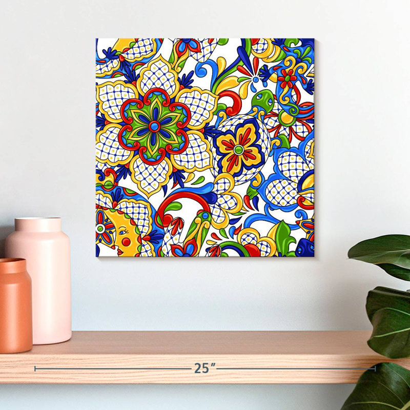 Kerner Bold Talavera Flowers, 16" H x 16" W