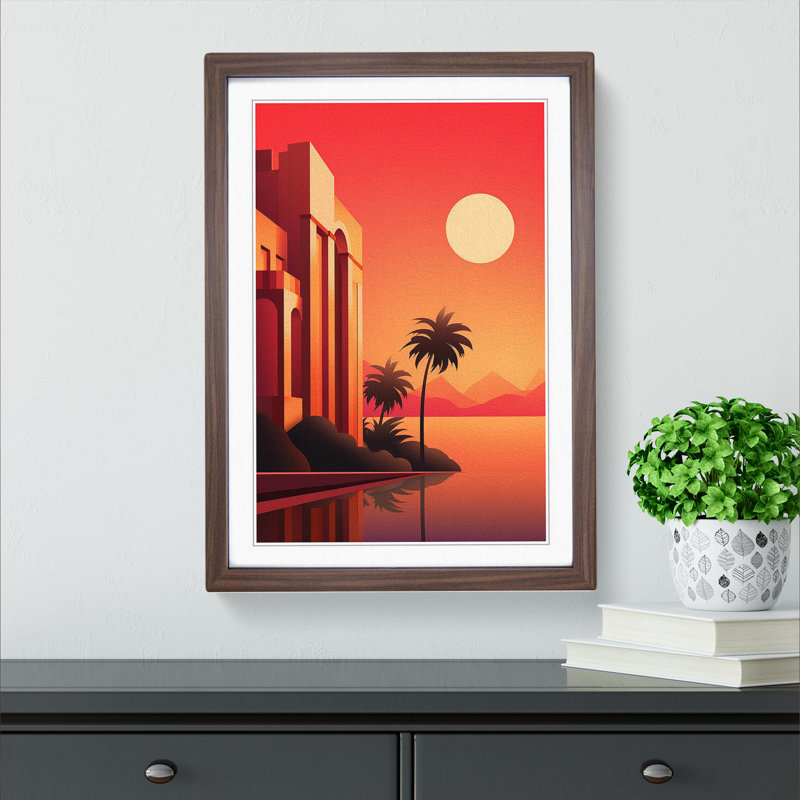 Single Picture Frame Print on Wood, Walnut Framed, 34cm H x 25cm W