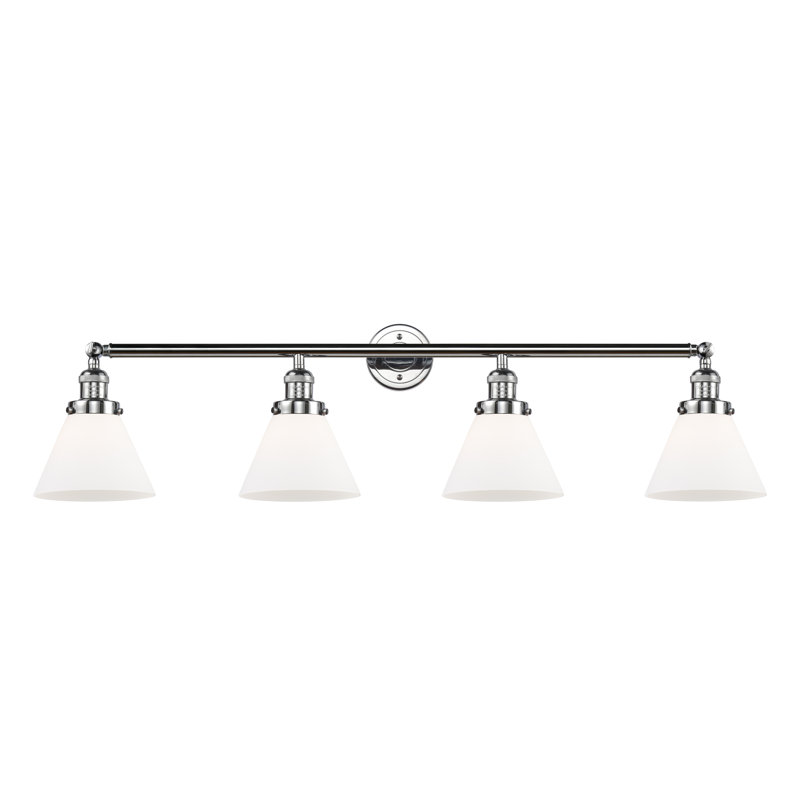 Gebhardt 4 - Light Dimmable Vanity Light, Matte White Cased, Polished Chrome, 6 Watt Vinage LED Bulb