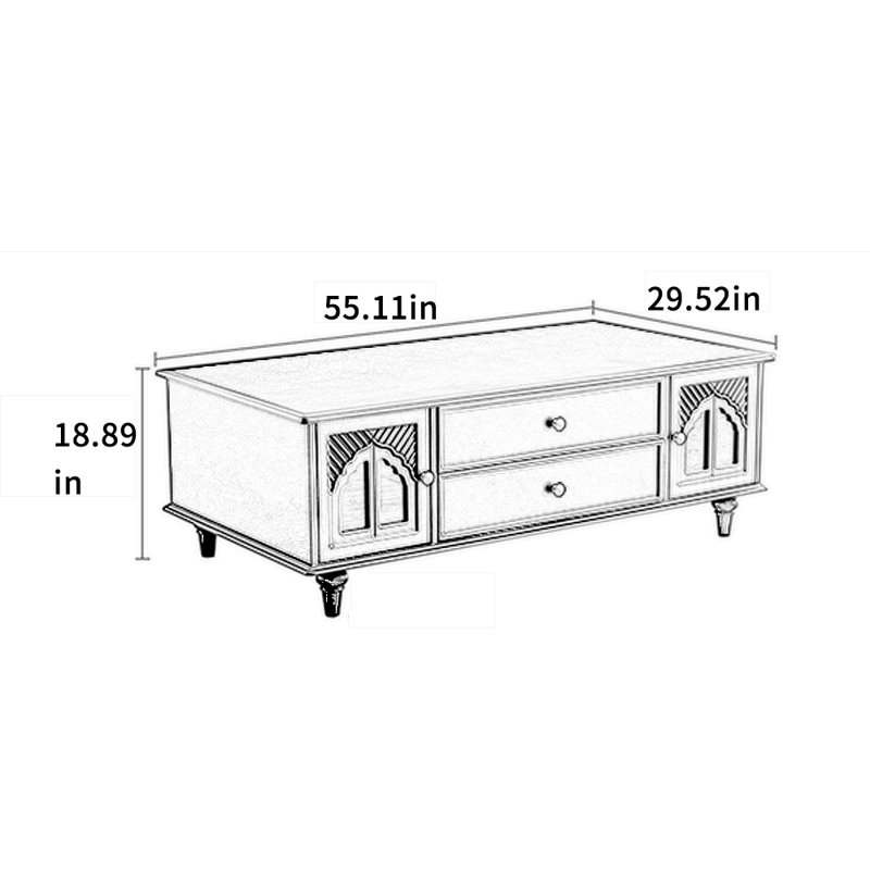 Table à thé rétro en bois massif, Blanc