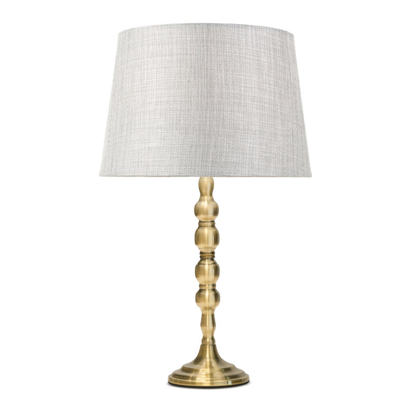 Waukena 50cm Table Lamp, Gold, Grey, 50cm H x 28cm W x 28cm D
