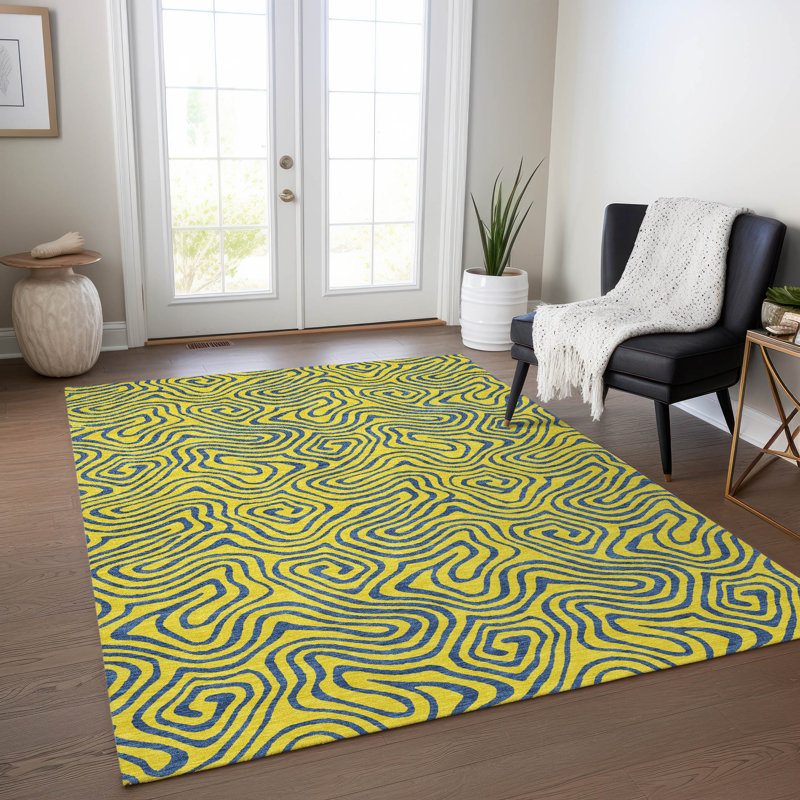 Tapis intérieur / extérieur jaune Zena , 10 pi x 14 pi