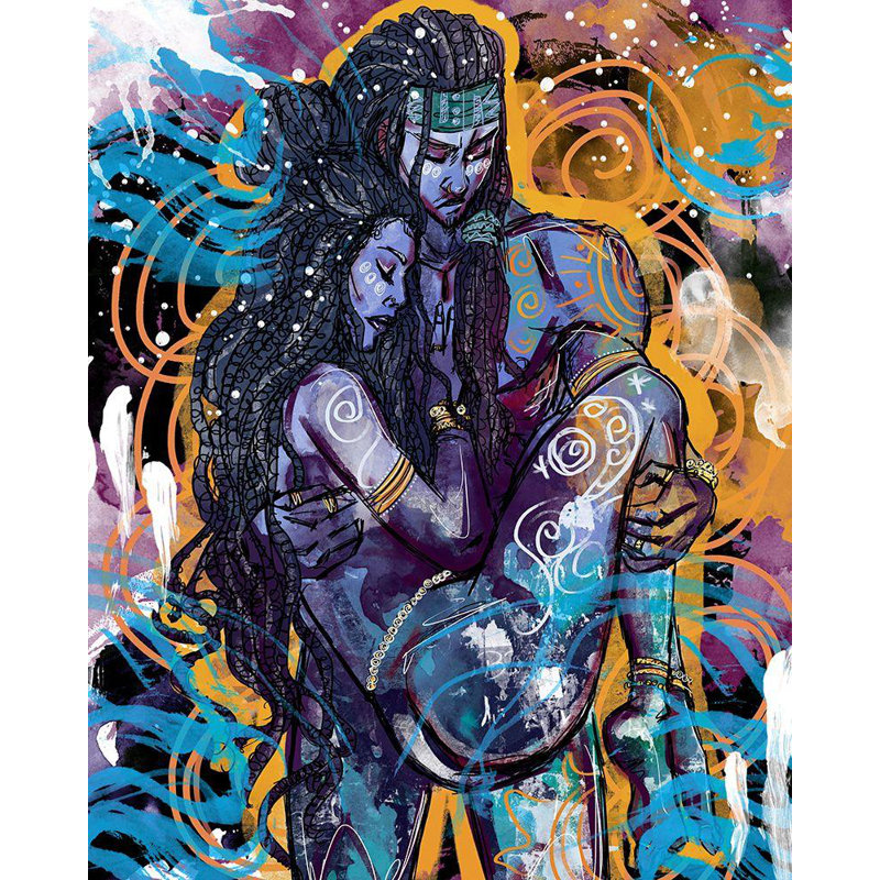 «Red Moon Barrel Studio® Copeland, Justin Gallery, art sur toile tendue: La lune et le soleil», H 34 po x l 28 po