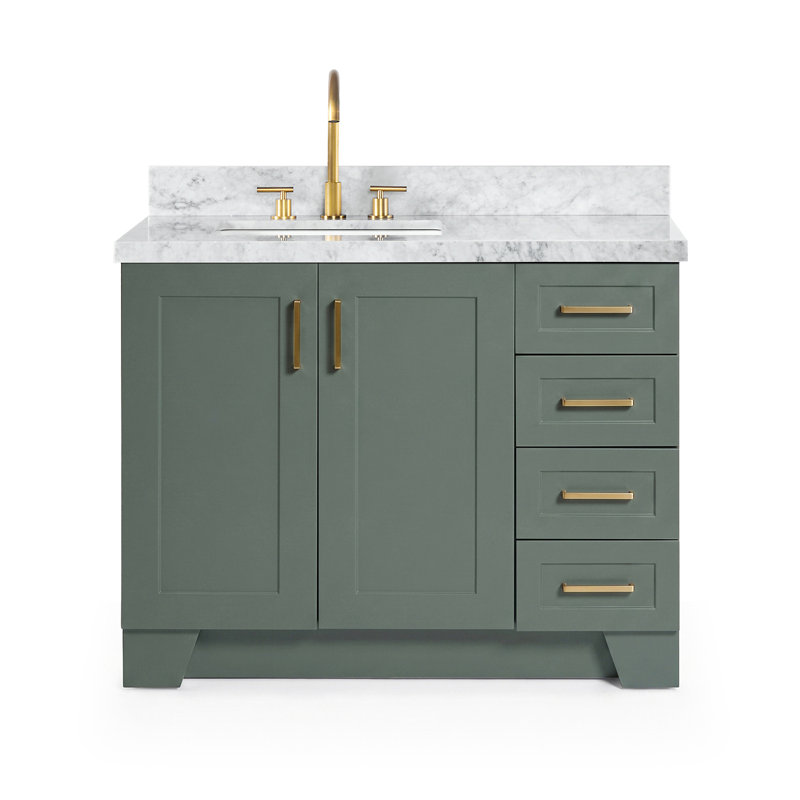 ARIEL TAYLOR 37 IN LEFT OFFSET RECTANGLE SINK VANITY, Left, Rectangle, Natural Oak