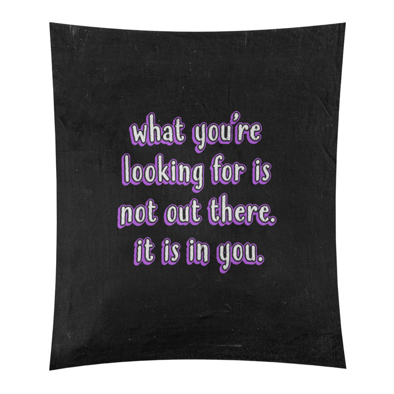 Tapisserie tableau noir quote self confidence quot, H 104 po x l 88 po, Mauve
