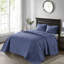 Couvre-lit double réversible bleu marine - rembourrage en tissu de coton pour une nuit de sommeil facile à nettoyer