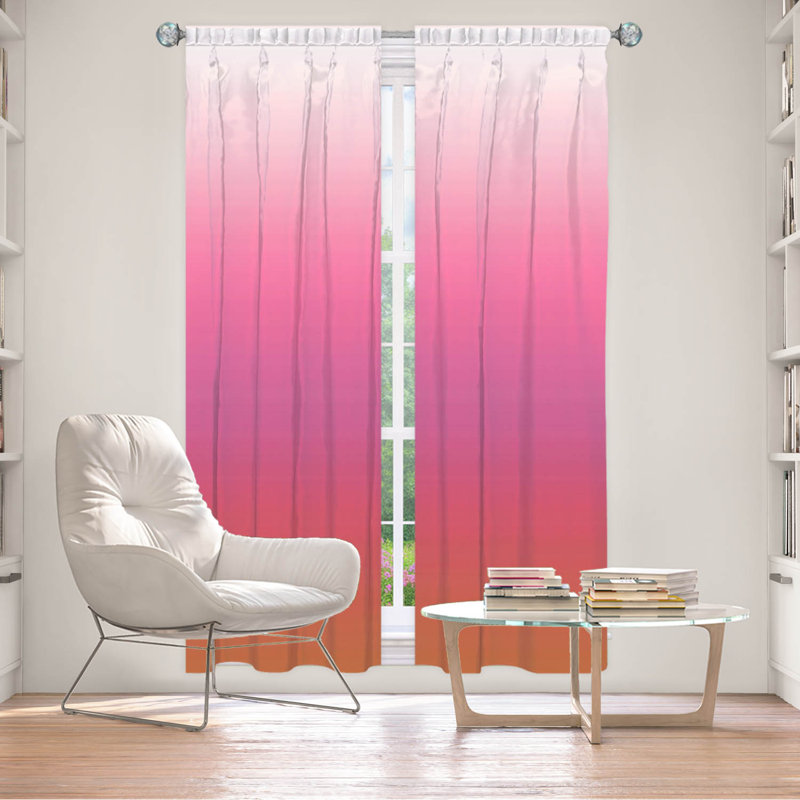 Vandela Room Darkening Curtain Pair, 20" W x 61" L, Peach/Orange/Pink