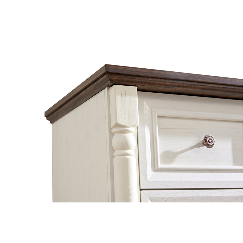 Commode à 5 tiroirs de style campagnard avec commode rustique en bois, base de rangement pour la chambre à coucher, le salon, belle et robuste