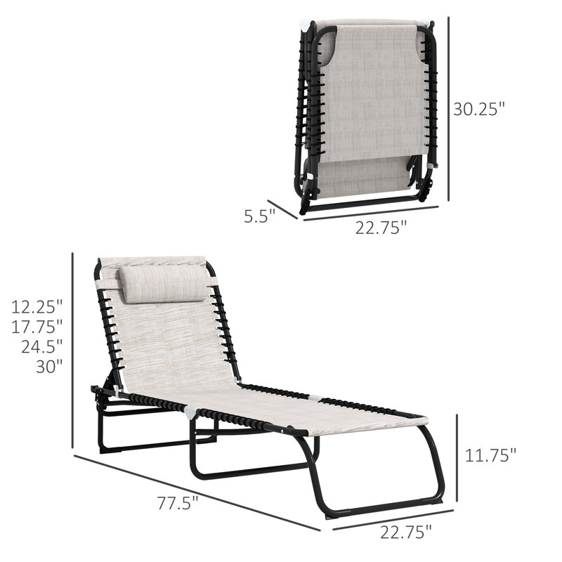 Chaise longue de piscine 2 pièces 2 pièces en maille respirante crème pour chaise longue de patio