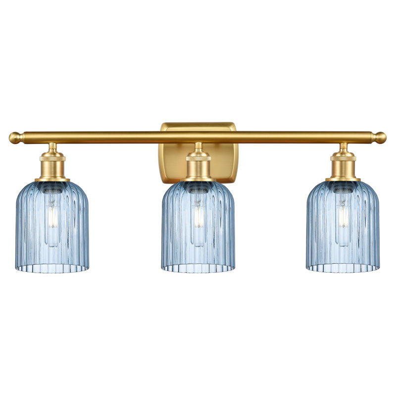 Brion Addeline 3 Light 25" Bath Vanity  Shade, Princess Blue, Satin Gold