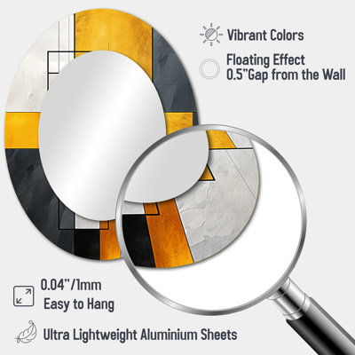 Décor de miroir mural jaune et gris Fusion géométrique 4 - jaune