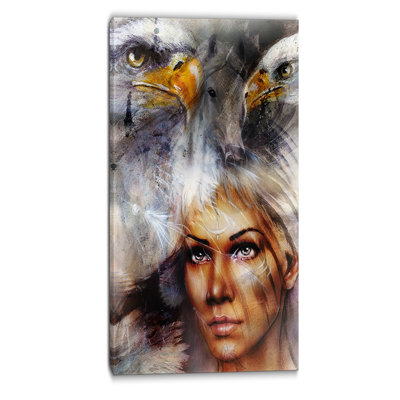 Woman With Flying Eagles Portrait