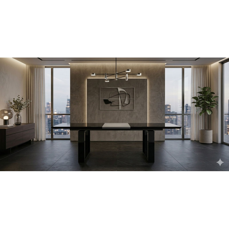 Natalia Extendable Dining Table, Black Lacquer