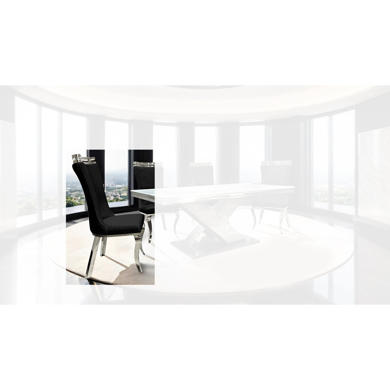 Ensemble de 2 chaises d'appoint Ludgera, Noir, noir, noir, noir, Chrome chrome