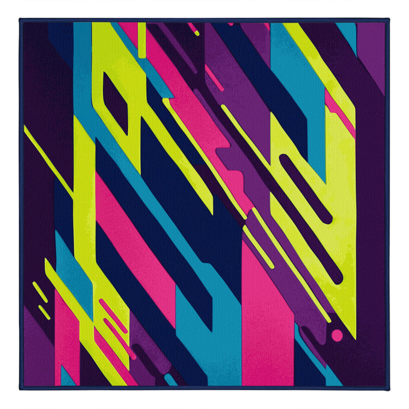 Retro Circuit Rug, Square 3'