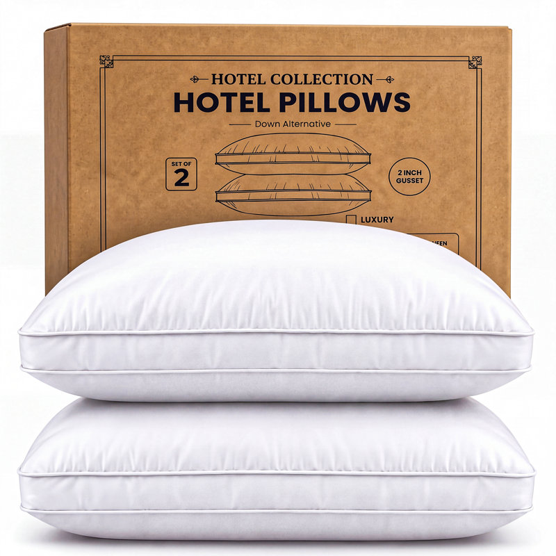 Ensemble de 2 oreillers à soufflet de qualité supérieure avec bourre en polyester Imperial, Grand lit