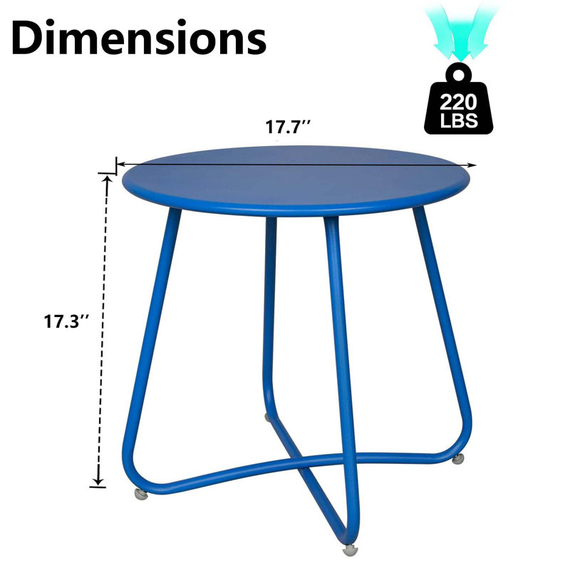 Tables d'appoint rondes en métal, Bleu