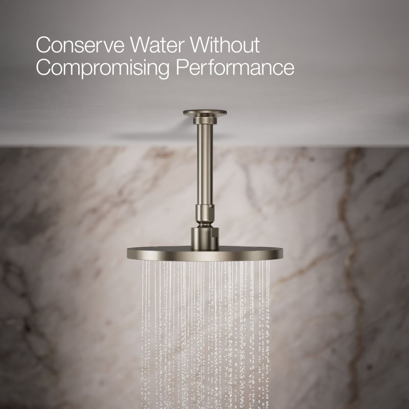 Contemporary Rain Shower Head, Vibrant Brushed Nickel, 1.75 GPM, Square
