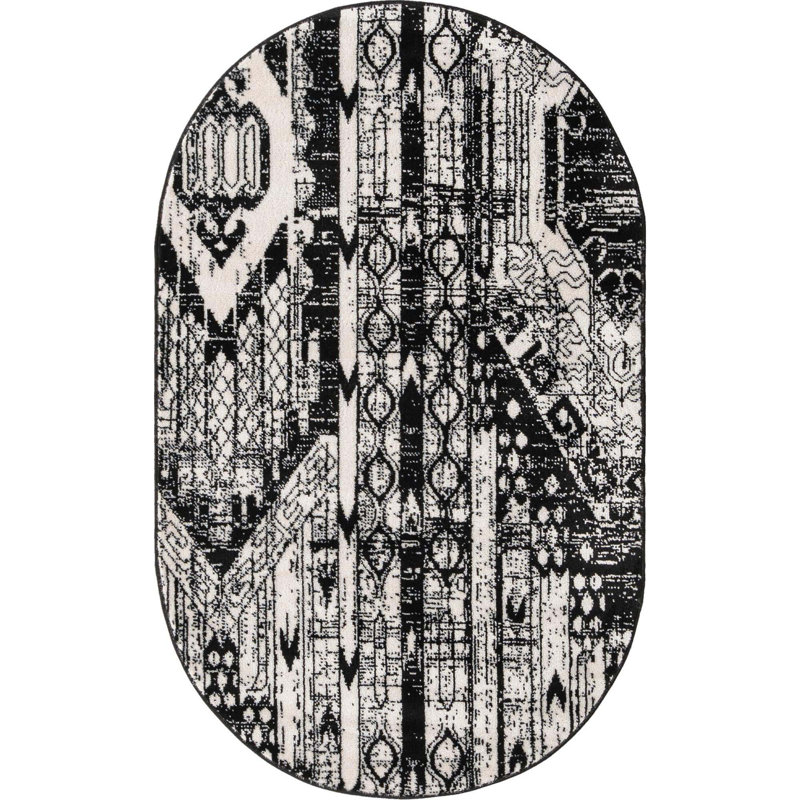 Hewan Geometric Indoor Rug, Oval 3'1" x 5'3"