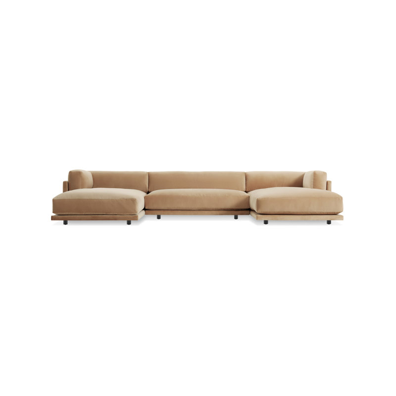 Sunday Sectional, Camel Velvet Polyester Blend