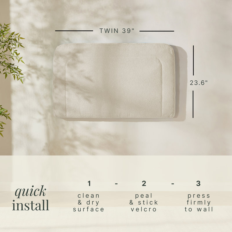 Chastelyne Upholstered Easy Assemble Wall Mounted Headboard, Linen, Twin