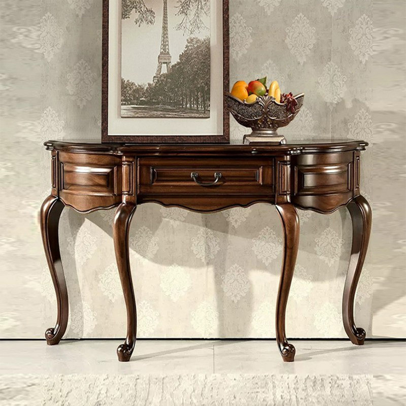 Console en bois de noyer américain semi-circulaire, L 55,12 po x P 15,75 po x H 33,86 po