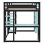 Wood Gaming Loft Bed With Desk & RGB Light, Full Size Loft Bed, Hanging Board, Ladder & Guardrails-1618999607