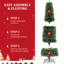 Arbre de Noël épinette mince 6 pi avec 250 lumières DEL, arbre de Noël artificiel, 571 pointes, support en métal et branches articulées