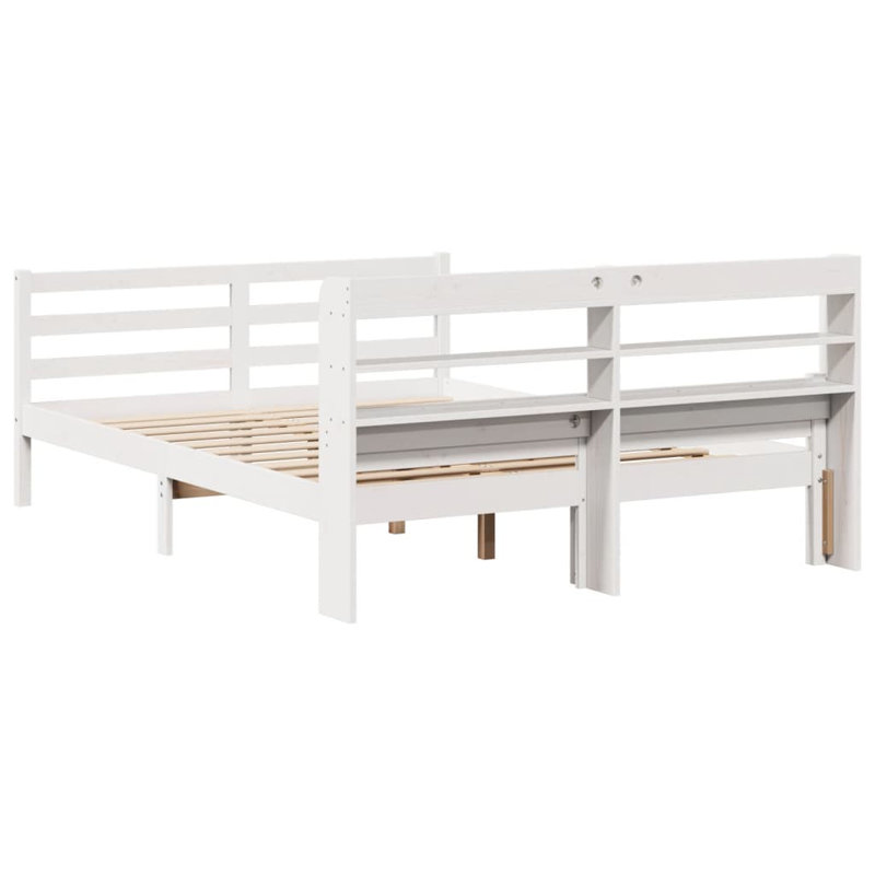 Bed Frame With Headboard Without Mattress, 140 x 200 cm, White
