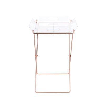 Rectangular Tray Table Featuring 8mm Metal "x" Shape Base And 5mm Clear Acrylic Removable Tray, Non - Foldable, 22in Wide, Tall, 16in Deep, 100lbs Capacity Foldable With Width, Height, Depth,