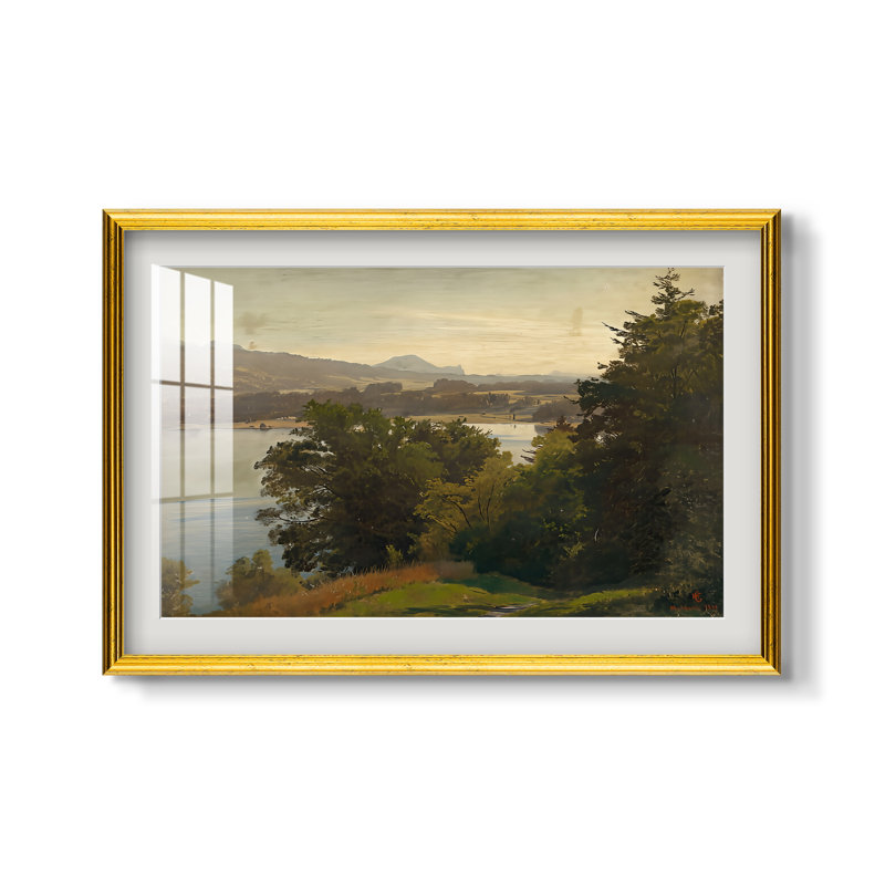 Vue du Mondsee, 1870 - Hans Gude - Estampe encadrée sur mesure, Format intérieur 20 po x 28 po
