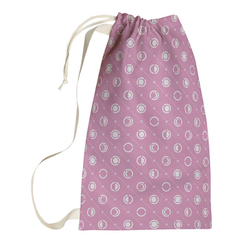 Skeffingt Fabric Laundry Bag with Handles, 36" H x 28" W x 1.5" D, Pink/White