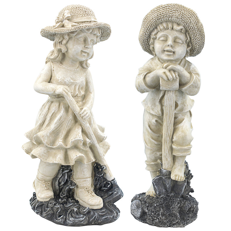 Young Gardeners 2 Piece Statue Set