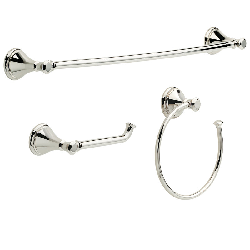 Ensemble de quincaillerie de salle de bain 3 pièces avec porte-serviettes 24 po Cassidy, porte-papier hygiénique, anneau à serviettes