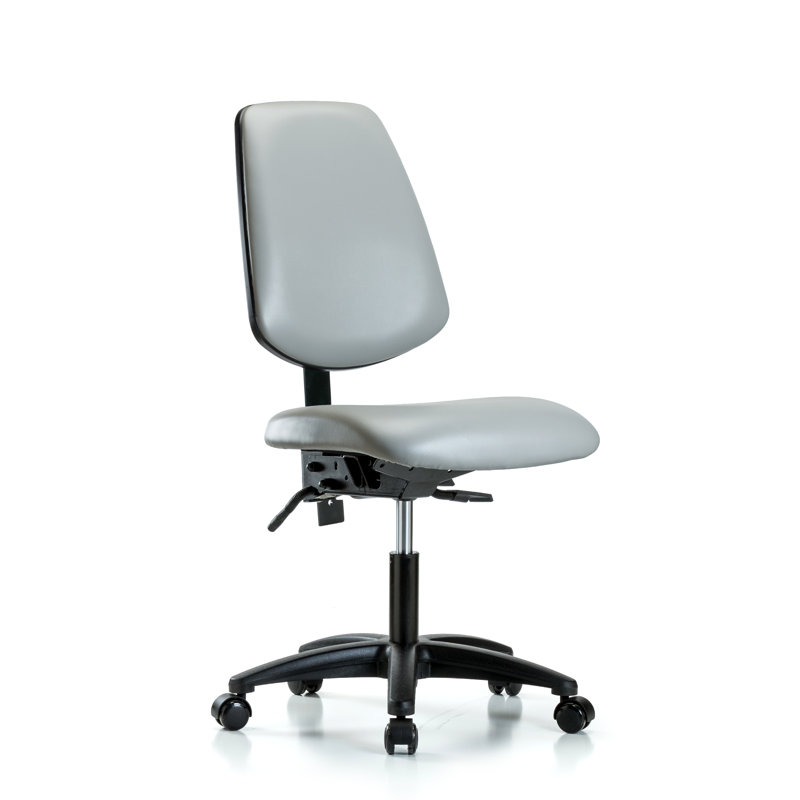 Evelin Vinyl Task Chair, Casters, Dove, Not Included