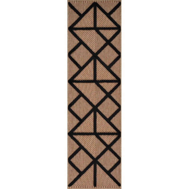 Alovinard Geometric Shapes Braided Indoor / Outdoor Area Rug, Black, Rectangle 120 x 170cm