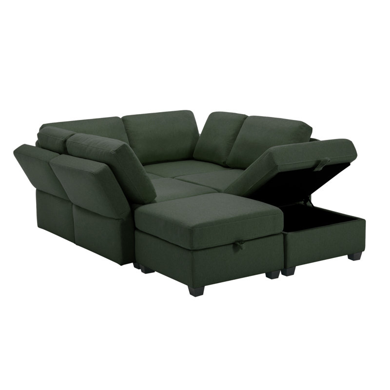 Canapé modulaire surdimensionné polyvalent avec rangement et fonctions réglables, Vert