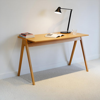 48.03" Nordic Style Solid Wood Desk with A-shaped Legs & Mortise-and-tenon Structure