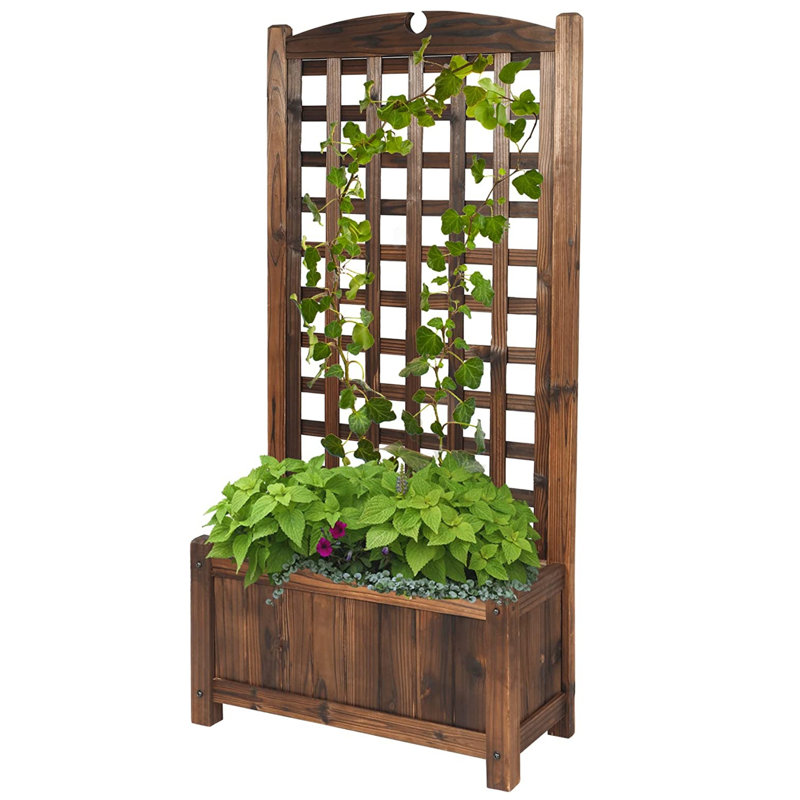 Boîte à fleurs en bois avec treillis Alazar