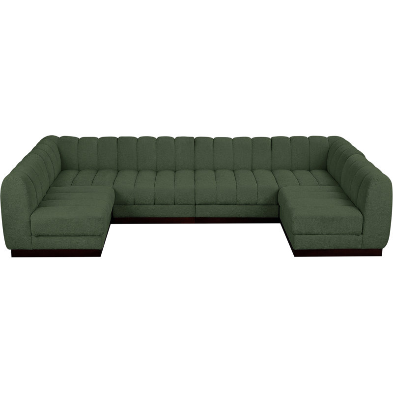 Canapé modulaire rembourré 6 pièces Quinn, Tissu chenille vert