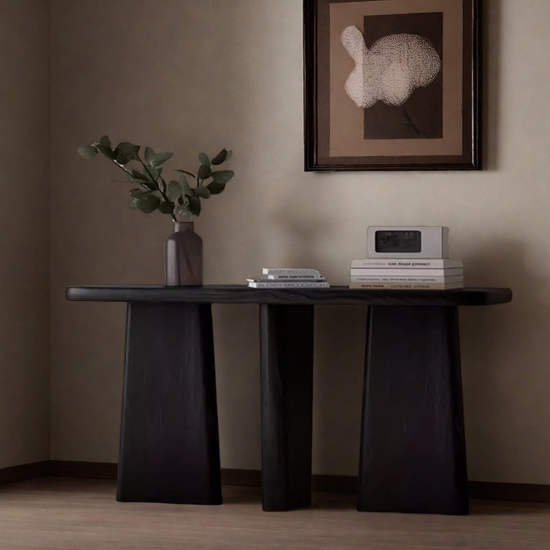 Console en bois massif de style Wabi-Sabi, H 31,5 po x l 55,1 po x P 15,7 po